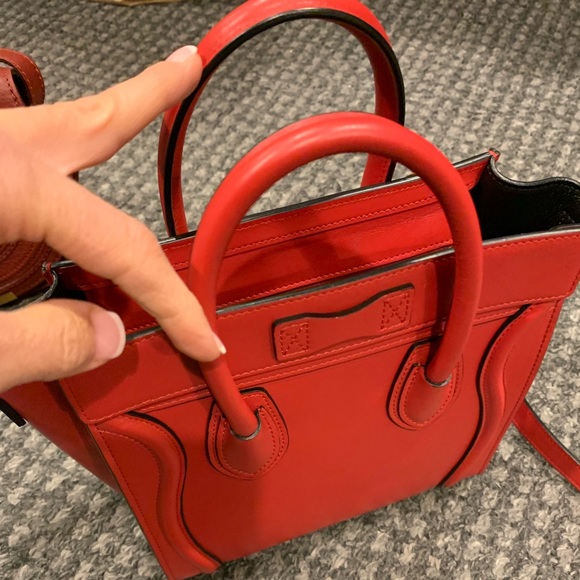 Red leather Celine Mini Nano tote - Picture 5 of 7